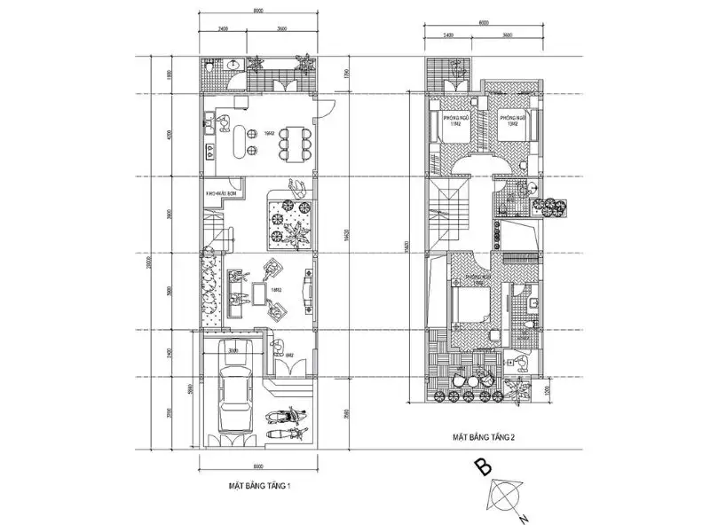 Mẫu nhà đẹp 3 tầng 6x15 có tầng tum kèm bản vẽ 2D bố trí công năng Xây dựng Nhất Tín 1