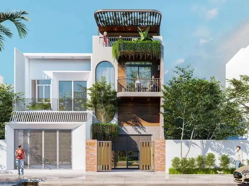 Mẫu nhà đẹp 6x15m 4 tầng với đường cong kiến trúc tinh tế Xây dựng Nhất Tín 1