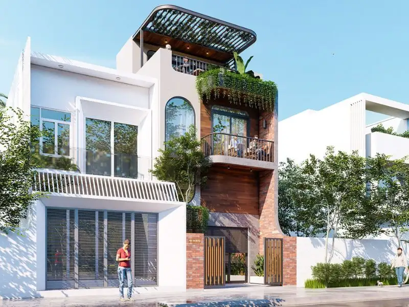 Mẫu nhà đẹp 6x15m 4 tầng với đường cong kiến trúc tinh tế Xây dựng Nhất Tín 1