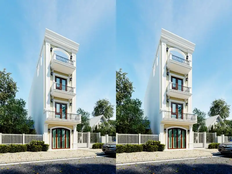 Mẫu nhà đẹp 6x16 Tân Cổ Điển mái bằng sắc sảo Xây dựng Nhất Tín 1