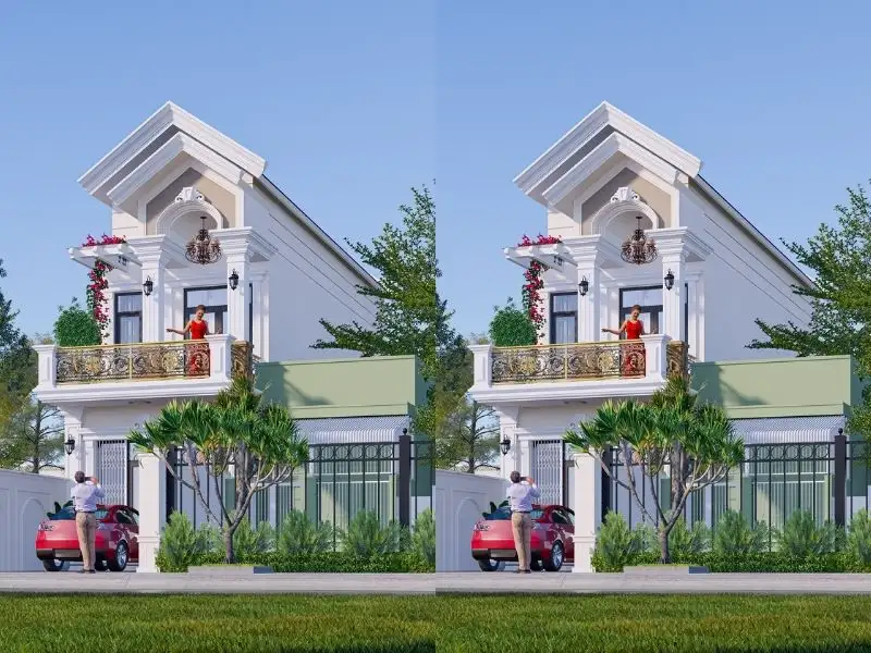 Mẫu thiết kế nhà 2 tầng 6x16m mái Thái với lan can sắt mỹ nghệ sang trọng Xây dựng Nhất Tín 1