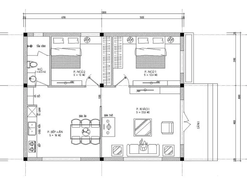 Mẫu thiết kế nhà 6x8m có sân vườn ở nông thôn Xây dựng Nhất Tín 1