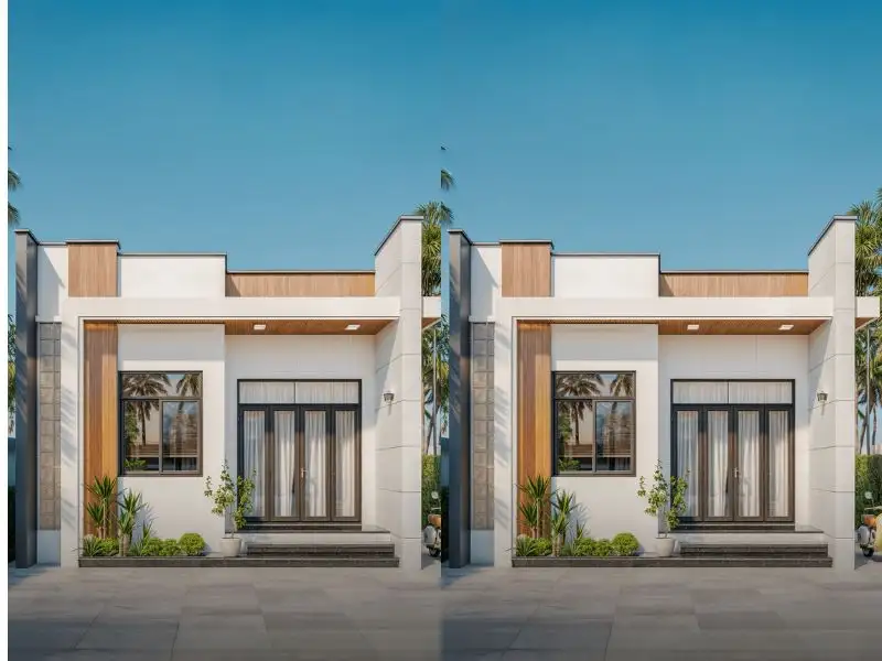 Mẫu thiết kế nhà cấp 4 6x16m mái bằng có sân vườn Xây dựng Nhất Tín 1