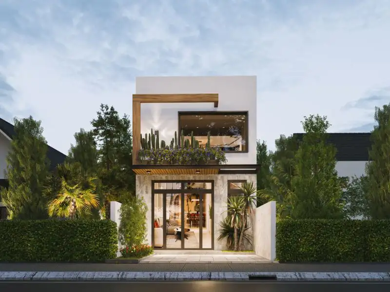 Nhà 6x8m 3 phòng ngủ với lam gỗ trang trí mặt tiền độc đáo Xây dựng Nhất Tín 1