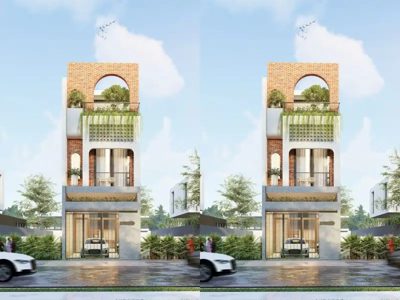 Nhà lệch tầng 6x15 với mặt tiền xây gạch mộc ấn tượng Xây dựng Nhất Tín 1