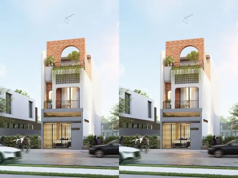 Nhà lệch tầng 6x15 với mặt tiền xây gạch mộc ấn tượng Xây dựng Nhất Tín 1