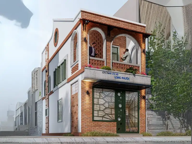 Nhà ống 6mx16m đẹp sử dụng gạch mộc và mái ngói tạo vẻ ngoài độc đáo Xây dựng Nhất Tín 1