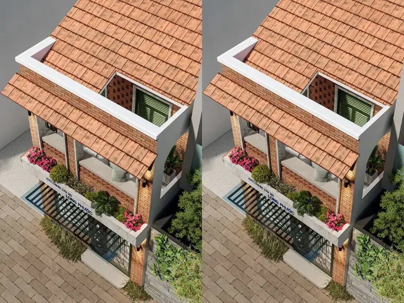 Nhà ống 6mx16m đẹp sử dụng gạch mộc và mái ngói tạo vẻ ngoài độc đáo Xây dựng Nhất Tín 1