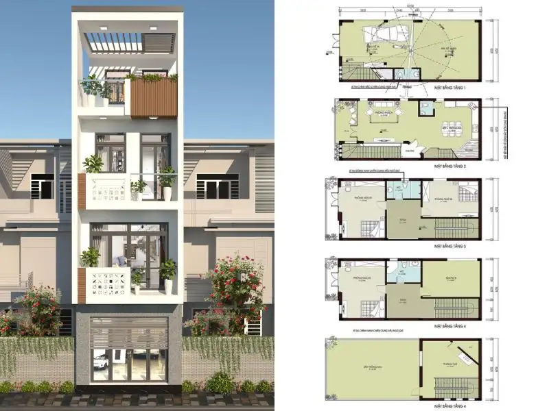 Tham khảo bản vẽ bố trí công năng nội thất các mẫu nhà phố 6x12m đẹp được thiết kế tối ưu Xây dựng Nhất Tín 1