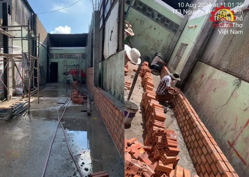 Thi công phần thô nhà cô Sáu Bình Thủy Xây dựng Nhất Tín 1