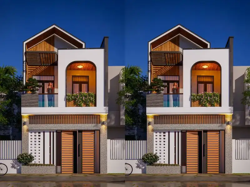 Thiết kế nhà 6x12 2 tầng 4 phòng ngủ với các hình khối thiết kế độc đáo Xây dựng Nhất Tín 1