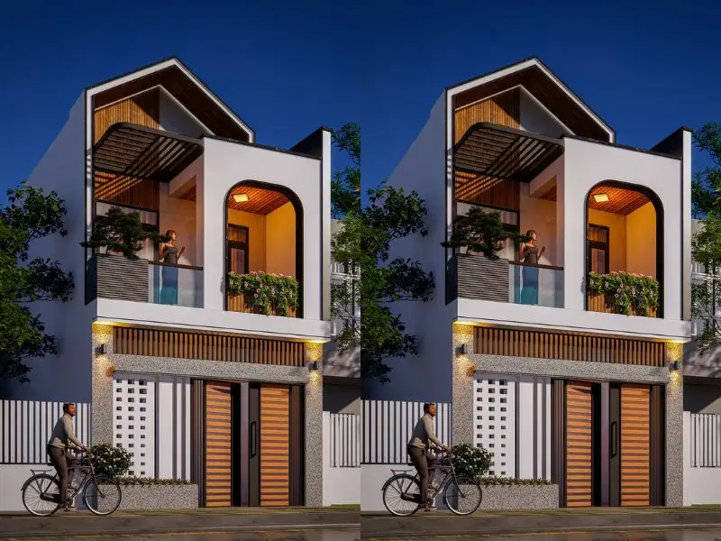 Thiết kế nhà 6x12 2 tầng 4 phòng ngủ với các hình khối thiết kế độc đáo Xây dựng Nhất Tín 1