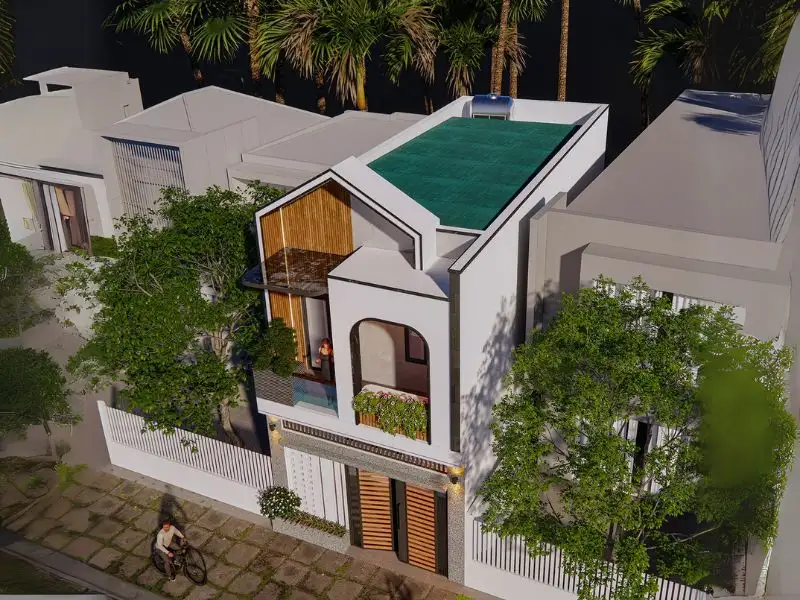 Thiết kế nhà 6x12 2 tầng 4 phòng ngủ với các hình khối thiết kế độc đáo Xây dựng Nhất Tín 1