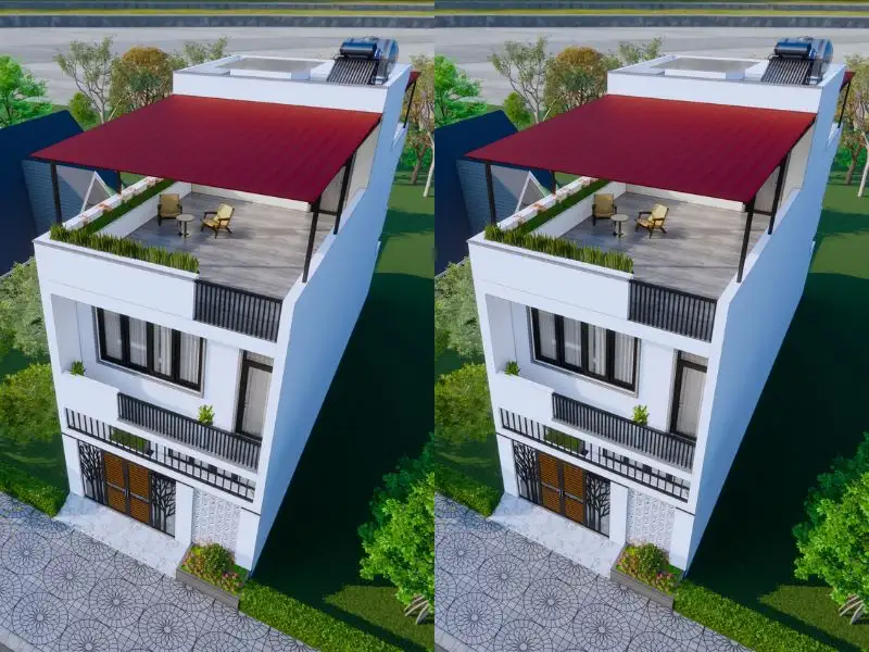 Thiết kế nhà ngang 6m dài 12m có tầng tum và sân thượng Xây dựng Nhất Tín 1