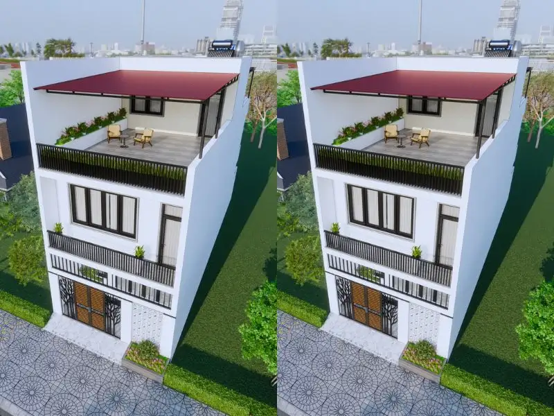 Thiết kế nhà ngang 6m dài 12m có tầng tum và sân thượng Xây dựng Nhất Tín 1