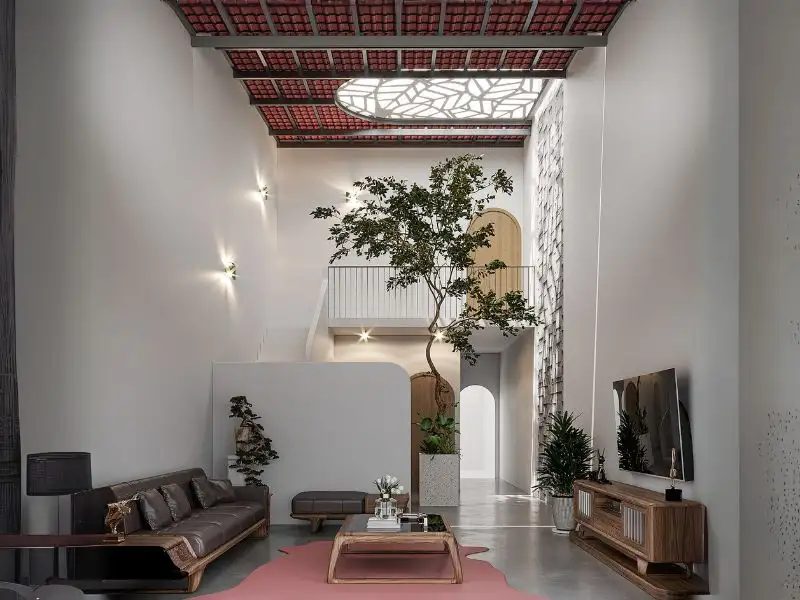 Thiết kế nhà phố 6mx15m có gác lửng với thiết kế mái ngói đỏ Xây dựng Nhất Tín 1