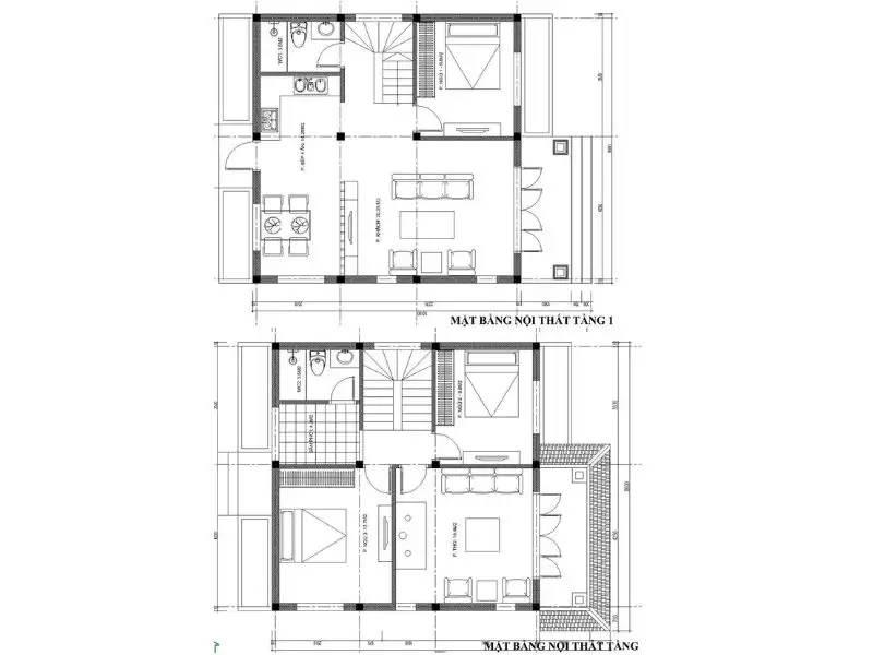 Bản vẽ nhà 2 tầng 8x8m Xây dựng Nhất Tín 1