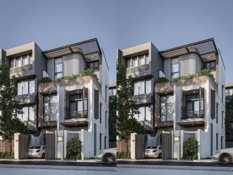 Mẫu nhà 3 tầng 8x8m với thiết kế bo góc sáng tạo và ấn tượng Xây dựng Nhất Tín 1