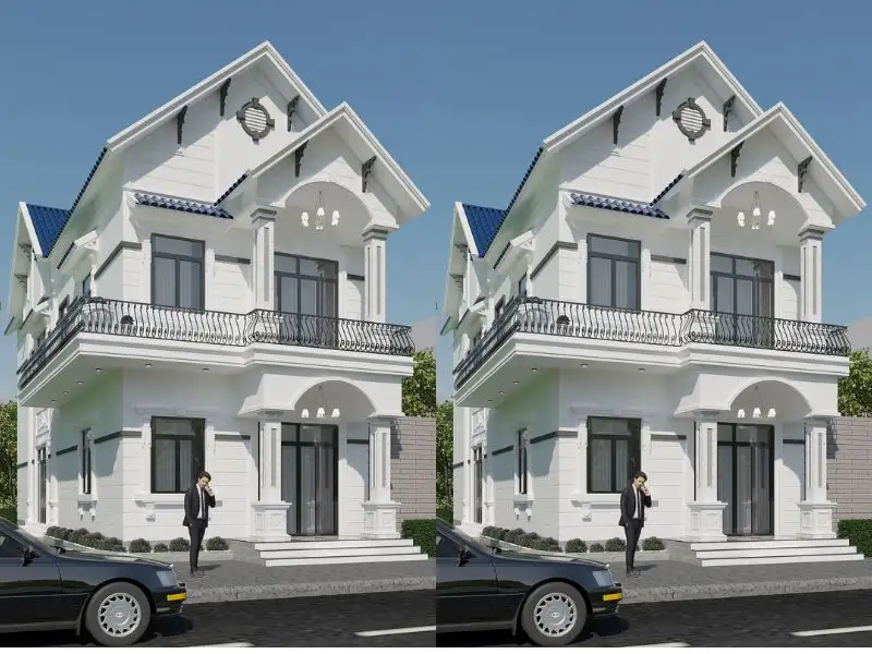 Thiết kế nhà vuông 64m2 (8x8m) với gam màu đơn điệu và tinh tế Xây dựng Nhất Tín 1