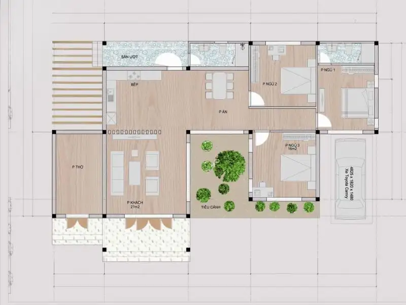 Bản vẽ công năng nhà mặt tiền rộng 10mx4m khoa học Xây dựng Nhất Tín 1