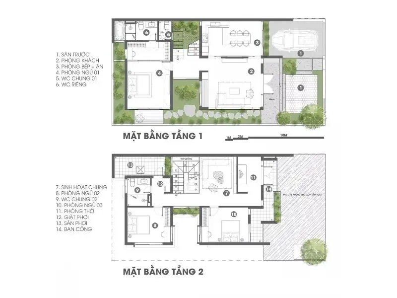 Bản vẽ mặt bằng nhà ngang 10m với cách bố trí công năng khoa học và tiện nghi Xây dựng Nhất Tín 1