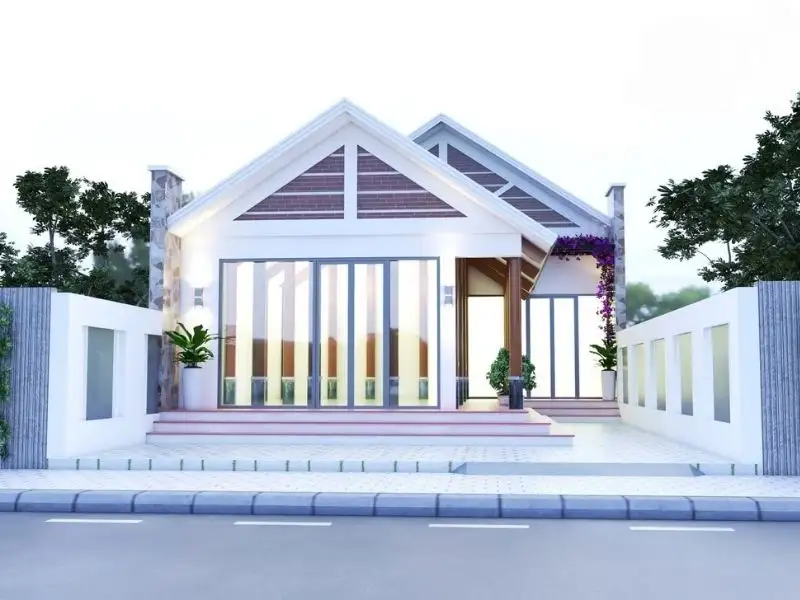 Kiến trúc nhà ngang 10m mái chữ A ấn tượng Xây dựng Nhất Tín 1