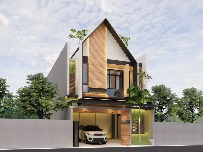 Kiến trúc nhà ngang 10m mái chữ A ấn tượng Xây dựng Nhất Tín 1