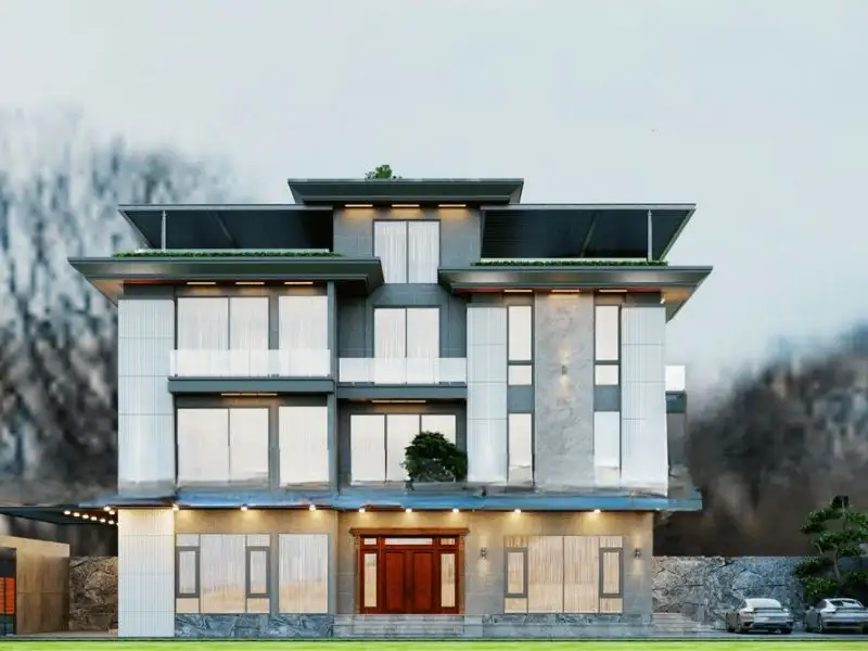 Mặt tiền nhà ngang 10m có tầng tum và sân thượng tối ưu không gian Xây dựng Nhất Tín 1