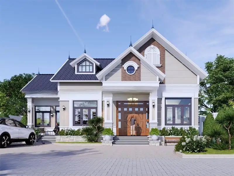 Mẫu mặt tiền nhà phố đẹp 10m có gác lửng Xây dựng Nhất Tín 1