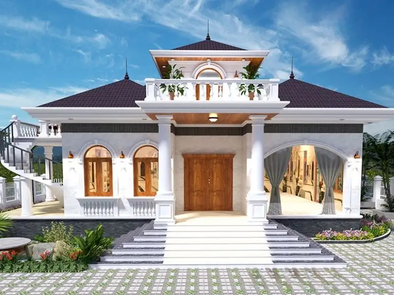 Mẫu mặt tiền nhà phố đẹp 10m có gác lửng Xây dựng Nhất Tín 1