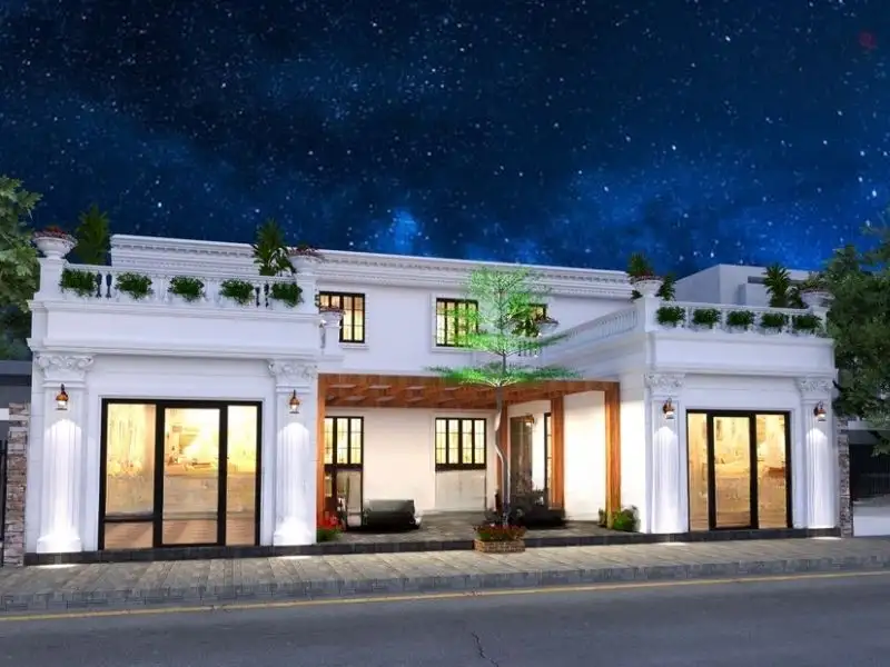 Mẫu mặt tiền nhà phố đẹp 10m có gác lửng Xây dựng Nhất Tín 1