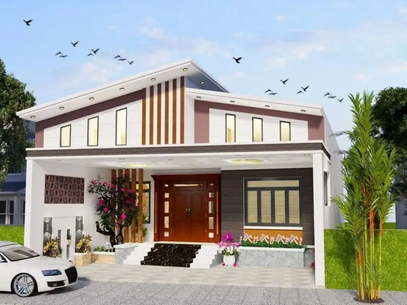 Mẫu mặt tiền nhà phố đẹp 10m có gác lửng Xây dựng Nhất Tín 1