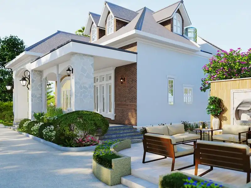 Mẫu nhà 10x12m 1 tầng có gác lửng phong cách Châu Âu Xây dựng Nhất Tín 1