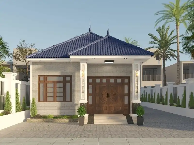 Mẫu nhà đẹp dưới 800 triệu ốp đá sang trọng với diện tích 6x18m Xây dựng Nhất Tín 1