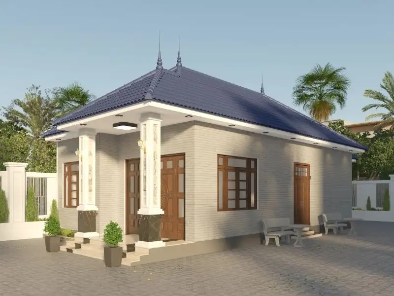 Mẫu nhà đẹp dưới 800 triệu ốp đá sang trọng với diện tích 6x18m Xây dựng Nhất Tín 1