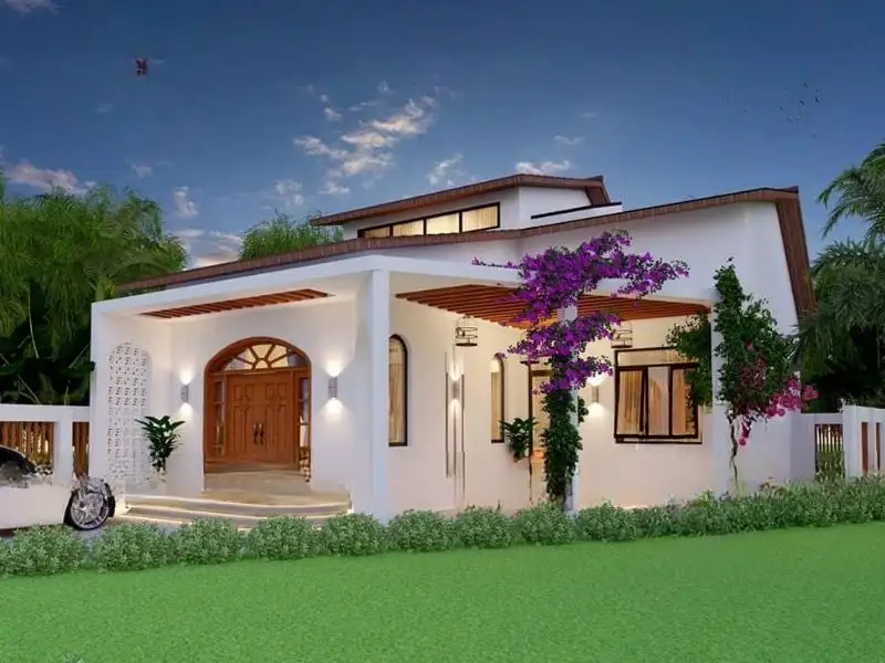 Mẫu nhà mái lệch ngang 10m kiến trúc độc đáo Xây dựng Nhất Tín 1