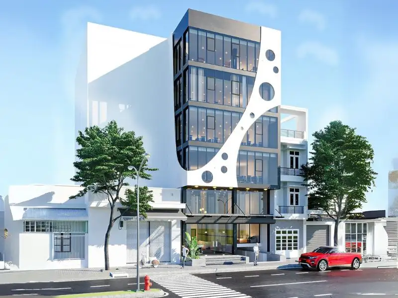 Mẫu nhà mặt tiền 10m sâu 20m kinh doanh văn phòng cho thuê Xây dựng Nhất Tín 1