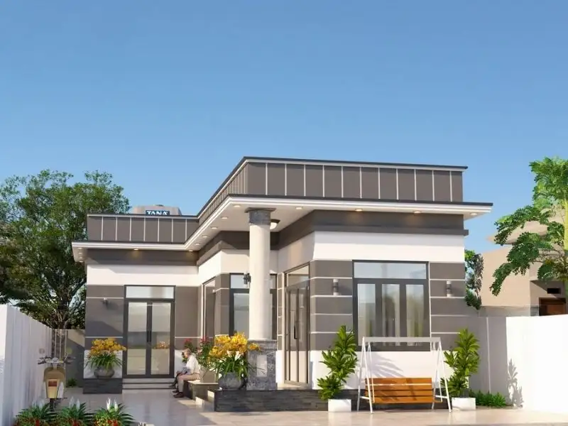 Mẫu nhà ngang 10m mái Bằng bền vững Xây dựng Nhất Tín 1