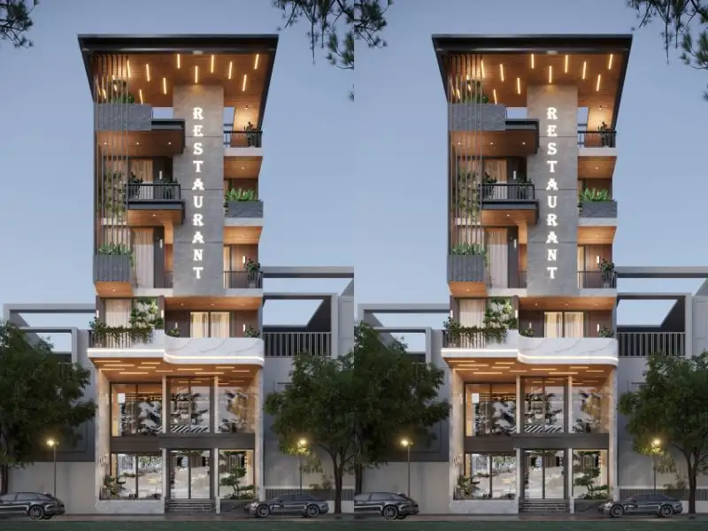 Mẫu nhà ngang 10m sâu 5m có thang máy kết hợp nhà hàng sang trọng Xây dựng Nhất Tín 1