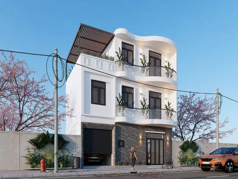 Mẫu nhà ngang 10m sâu 6m 2 tầng 1 tum có gara tiện lợi Xây dựng Nhất Tín 1