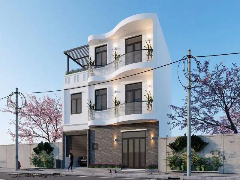 Mẫu nhà ngang 10m sâu 6m 2 tầng 1 tum có gara tiện lợi Xây dựng Nhất Tín 1