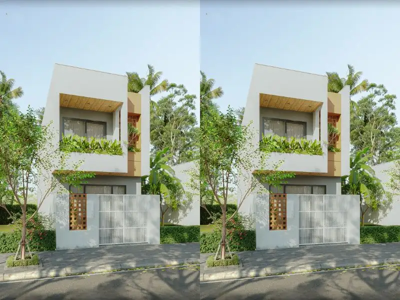 Mẫu nhà phố 2 tầng đẹp giá 800 triệu mang gam màu trắng trang nhã Xây dựng Nhất Tín 1