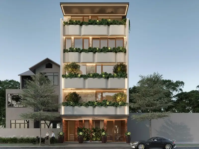 Nhà mặt tiền 10m dài 10m 5 tầng kết hợp kinh doanh Xây dựng Nhất Tín 1