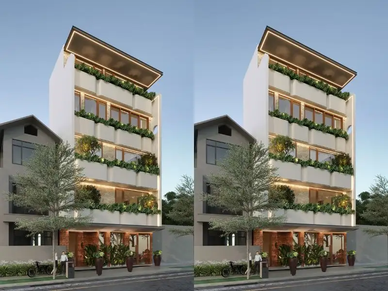 Nhà mặt tiền 10m dài 10m 5 tầng kết hợp kinh doanh Xây dựng Nhất Tín 1
