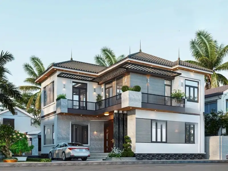 Phối cảnh mặt tiền 10m mái Nhật không gian sống lý tưởng Xây dựng Nhất Tín 1Nhà ngang 10m đẹp | 568+ Mẫu mặt tiền nhà phố 10m CHINH PHỤC mọi chủ nhà