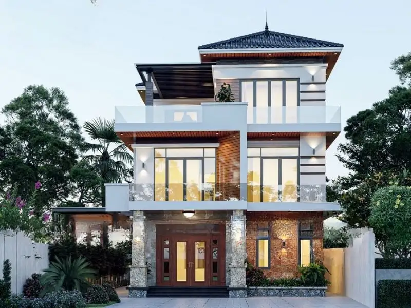 Phối cảnh mặt tiền 10m mái Nhật không gian sống lý tưởng Xây dựng Nhất Tín 1