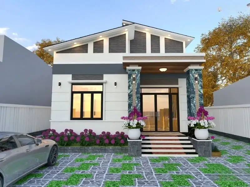 Phối cảnh mặt tiền nhà phố 10m Hiện Đại với đường nét phá cách Xây dựng Nhất Tín 1