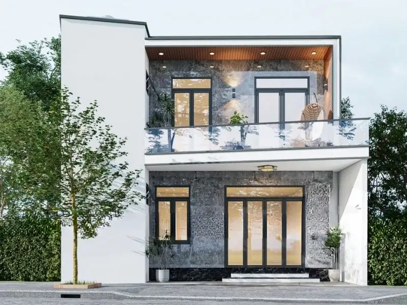 Phối cảnh mặt tiền nhà phố 10m Hiện Đại với đường nét phá cách Xây dựng Nhất Tín 1