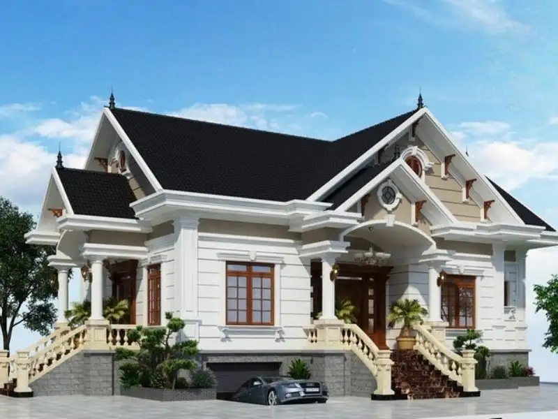 Phối cảnh nhà phố 10m có gara hoặc hầm để xe thuận tiện Xây dựng Nhất Tín 1