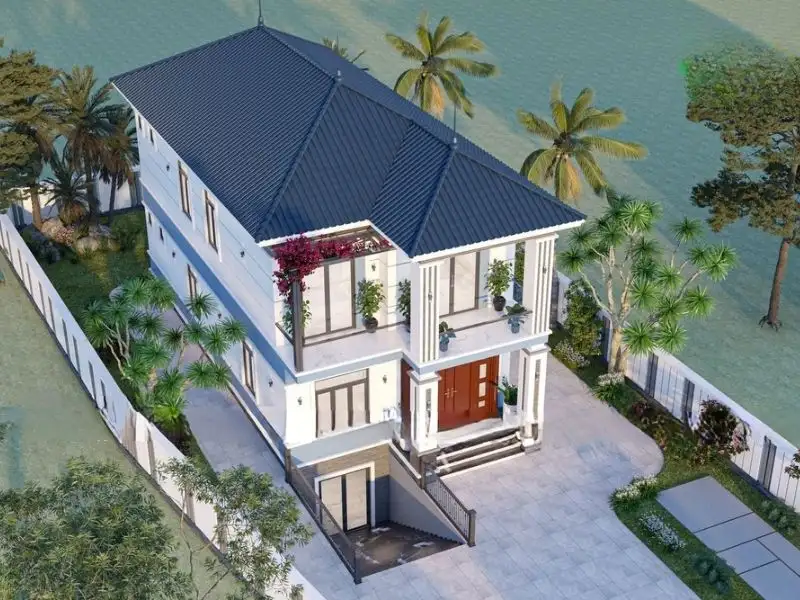 Phối cảnh nhà phố 10m có gara hoặc hầm để xe thuận tiện Xây dựng Nhất Tín 1